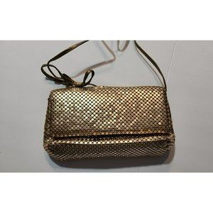 Vtg Gold Sequin Purse With Strap Beige Cloth Interior 9" x 5" New with Tags